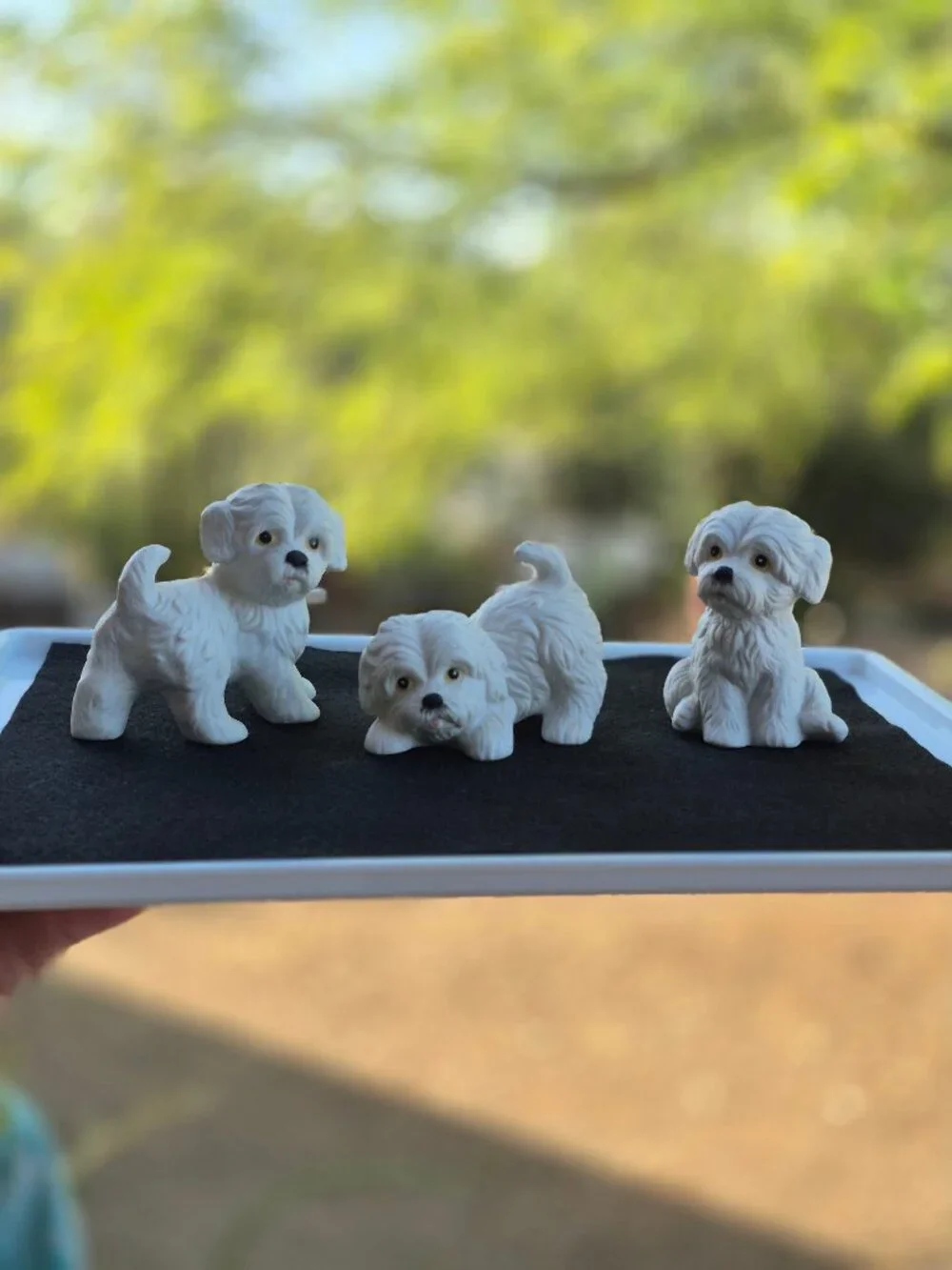 Vintage Set of 3 Homco White Maltese/Westie/Shih Tzu  Puppy Dog Figurines #1411